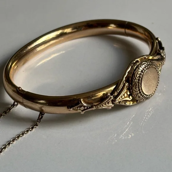 Unique Vintage Austin&Stones Gold filled- plated Hinged Bangle Bracelet 1907ss - Picture 1 of 14